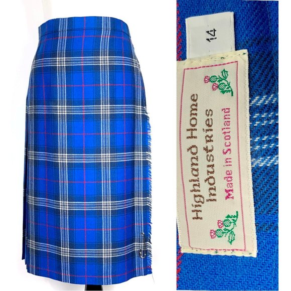 Highland Home Dresses & Skirts - Vintage Highland Home Industries Tartan Pleated Wrap Kilt Skirt Sz 8  (14)